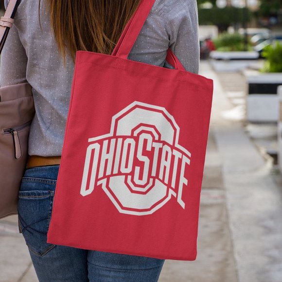 NEW Ohio State Buckeyes Wordmark Letter Logo Canvas Medium Tote Bag RED - Picture 2 of 2